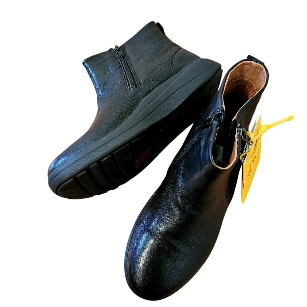 NWT Strive Bamford II Black Leather Double Zip Comfort Walking Ankle Boots Sz. 7 - Picture 3 of 7